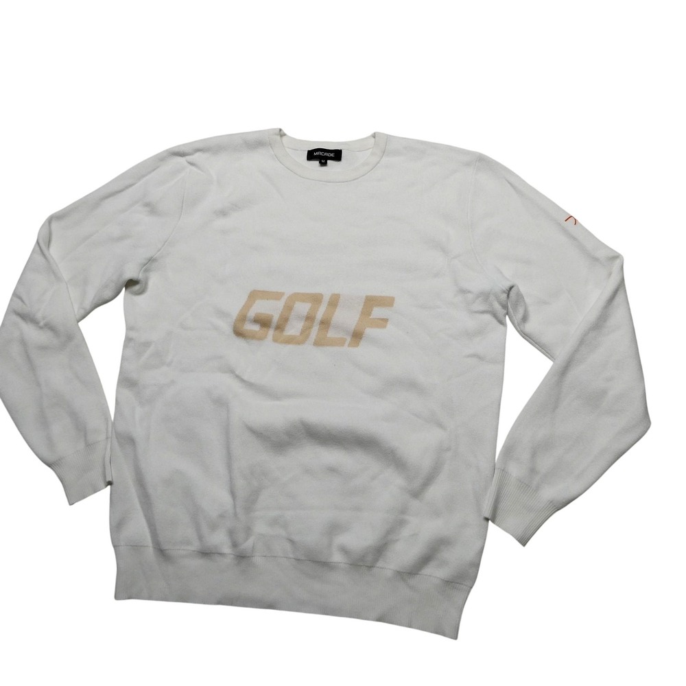 Macade Sweater Mens M White Golf Graphic Crewneck Knit Pullover Logo Athletic